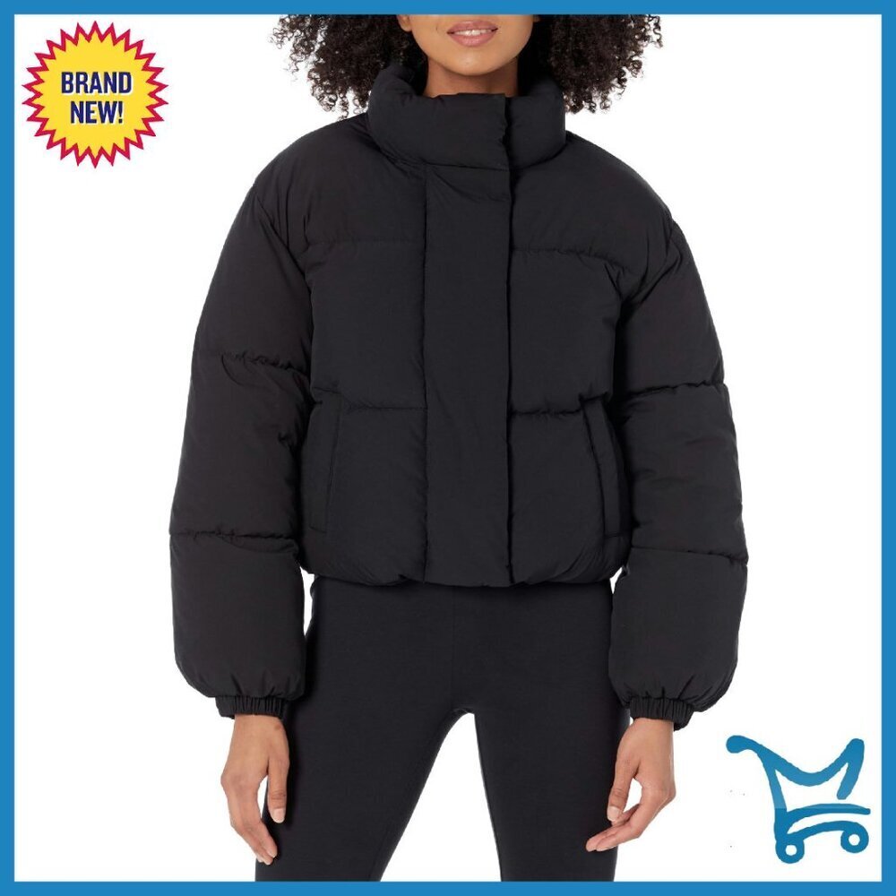 Cropped Full-Zip Puffer Jacket, Water-Resistant, Relaxed Fit